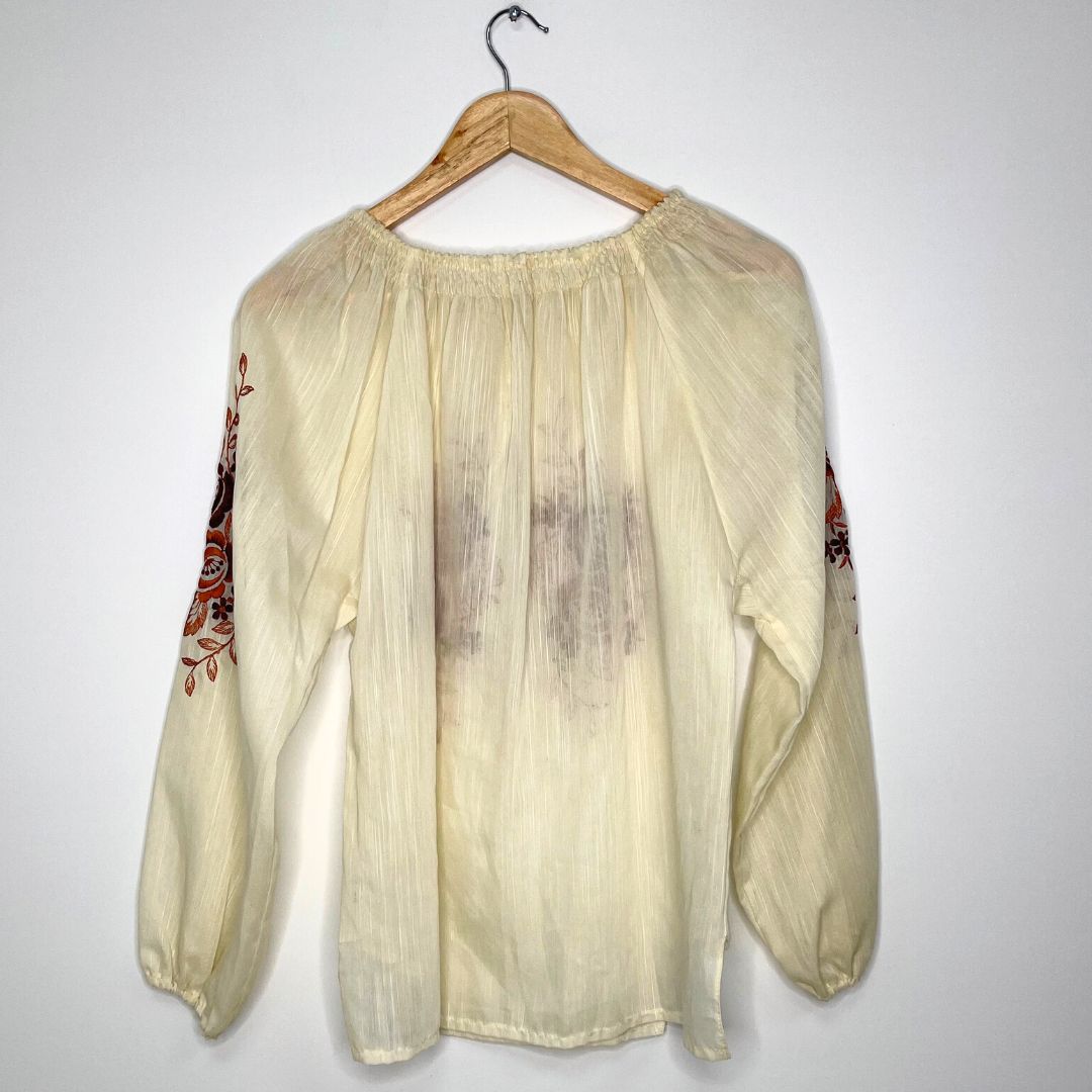 80s Embroidered Smock Blouse - VintageVera