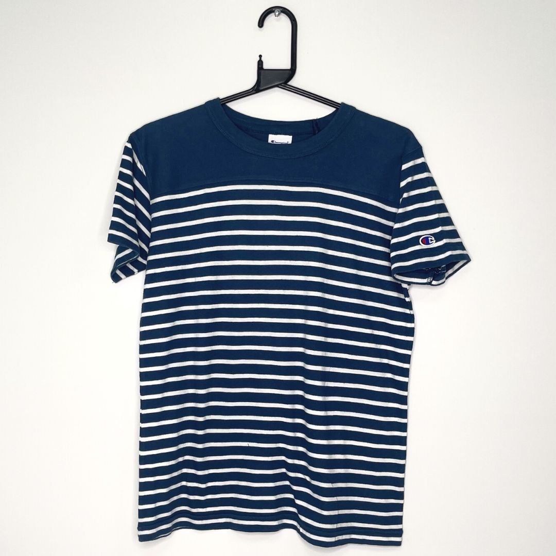 Champion Blue Striped T Shirt - VintageVera