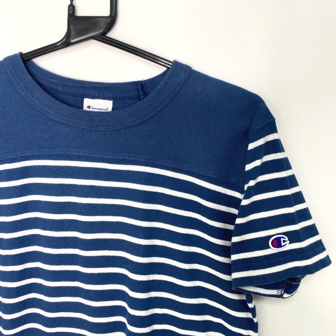 Champion Blue Striped T Shirt - VintageVera