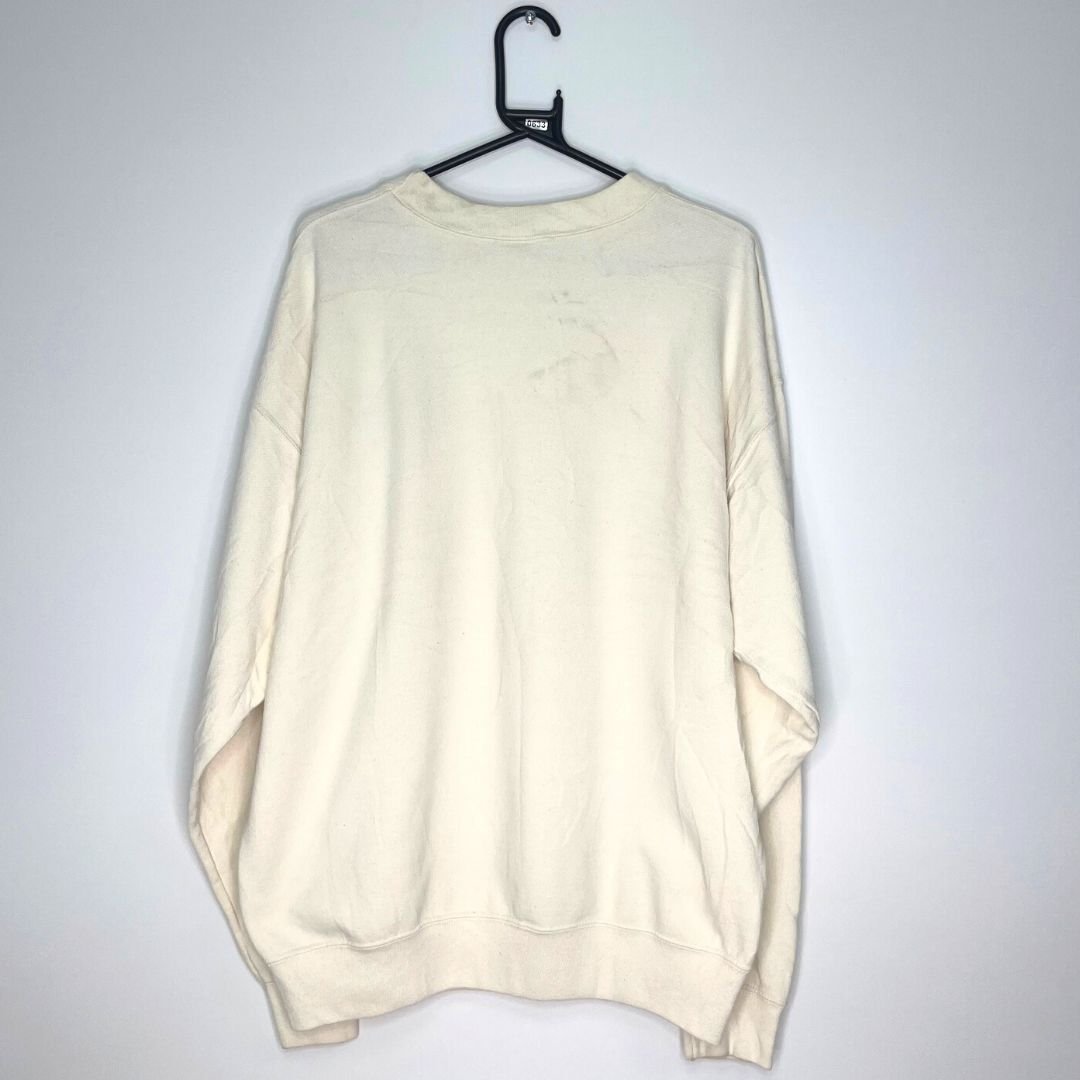 Oneita Lakeside Forrest Canoeing Cream Sweatshirt - VintageVera