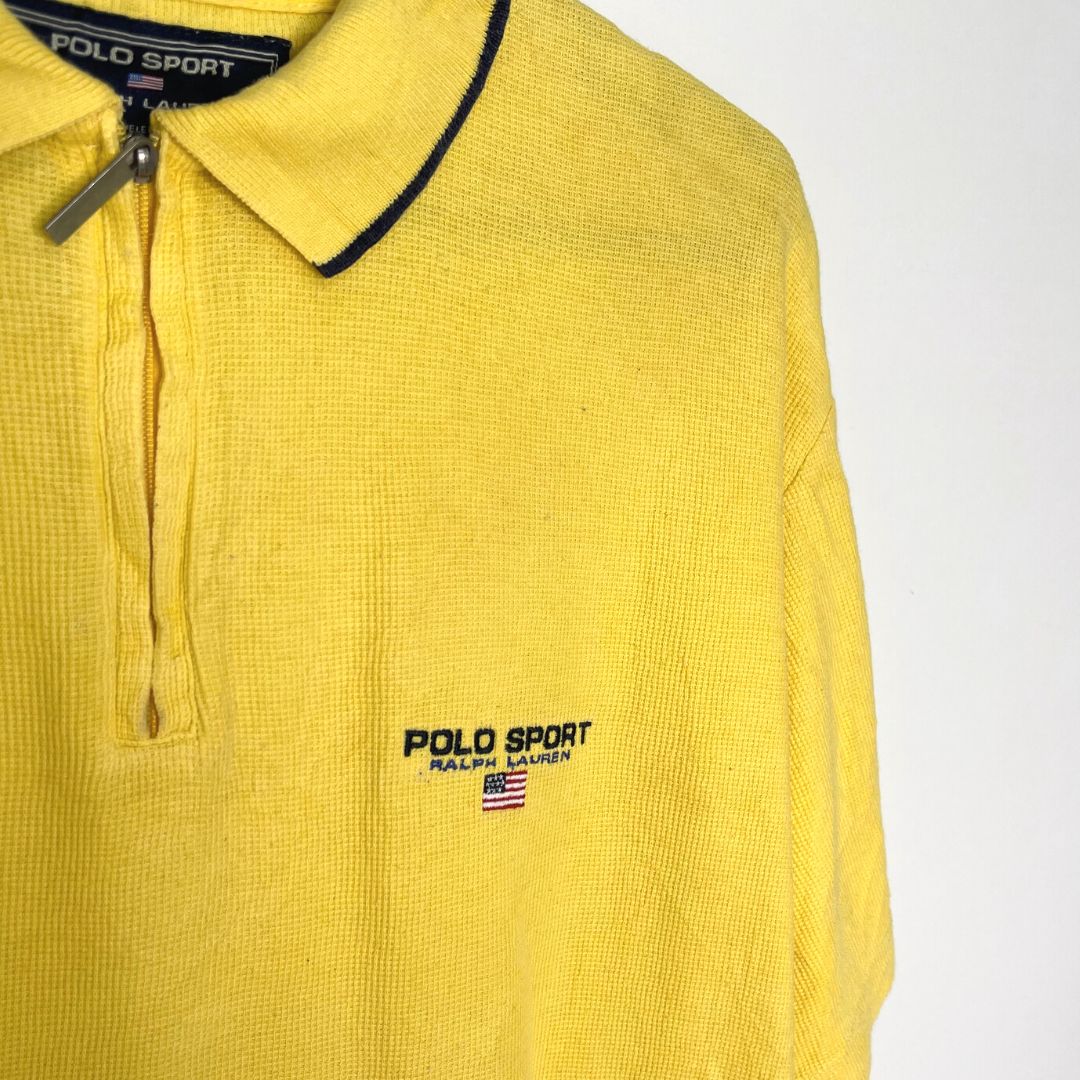 Polo Sport Ralph Lauren Yellow Zip Polo Shirt - VintageVera