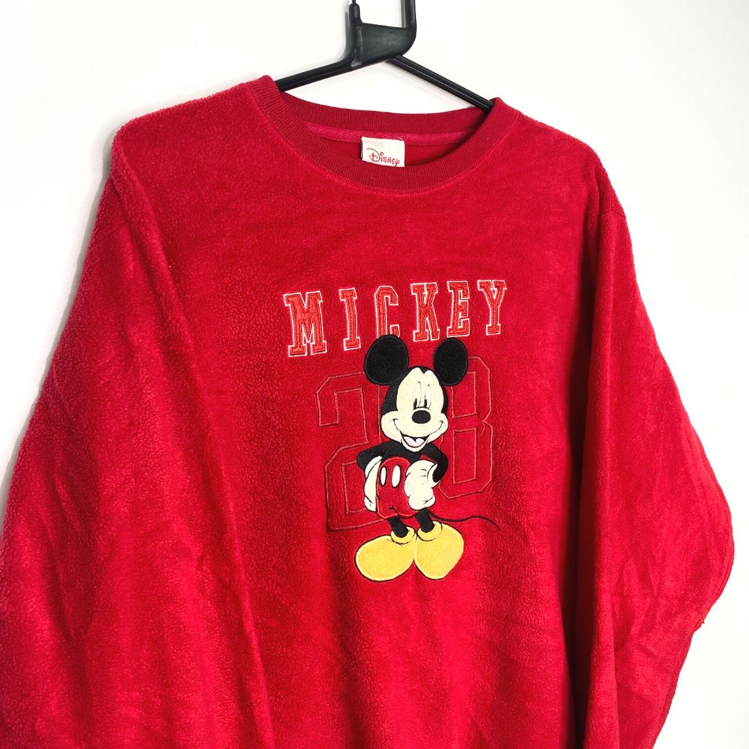 Red Crew Neck Disney Mickey Mouse Sweatshirt - VintageVera