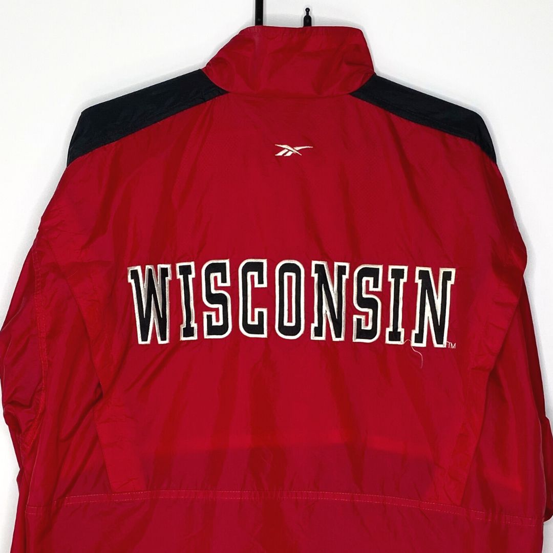 Red Wisconsin Badgers NFL Reebok Track Jacket - VintageVera