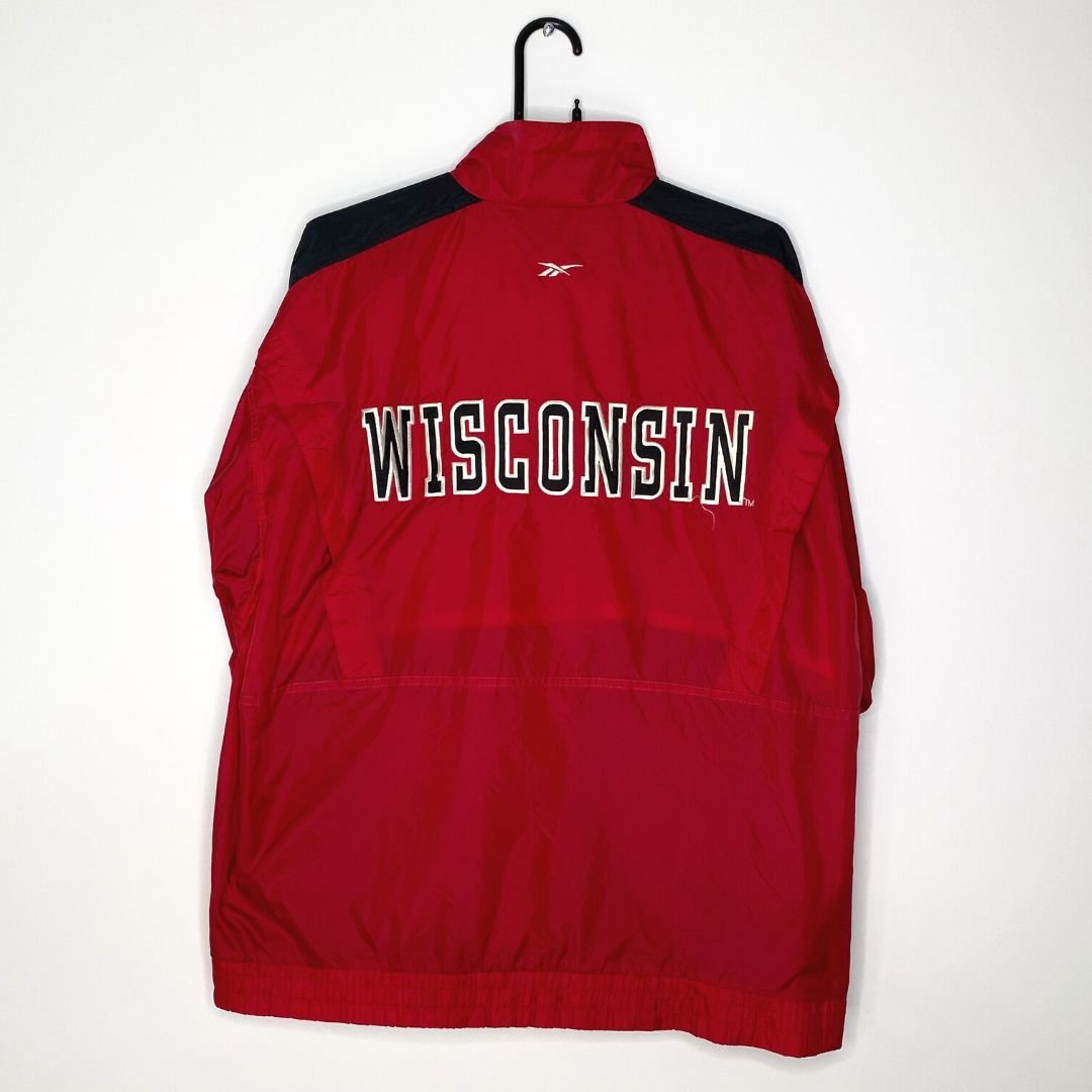 Red Wisconsin Badgers NFL Reebok Track Jacket - VintageVera