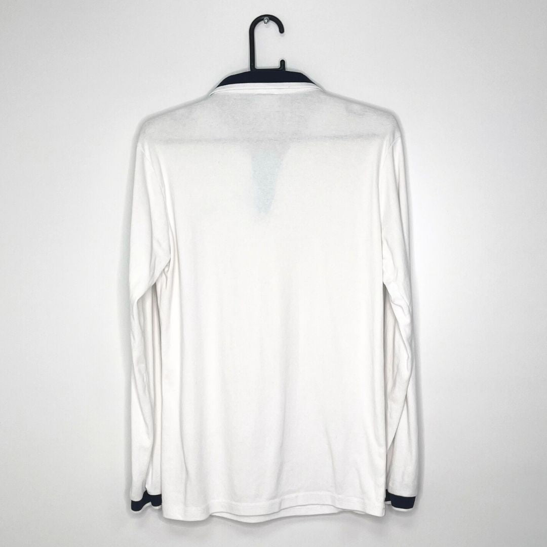 White Long Sleeved Lacoste Polo - VintageVera