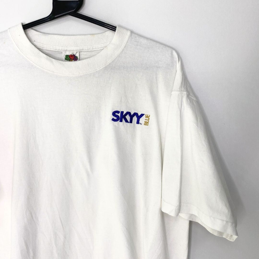 White Skyy Blue Vodka Embroidered T - VintageVera
