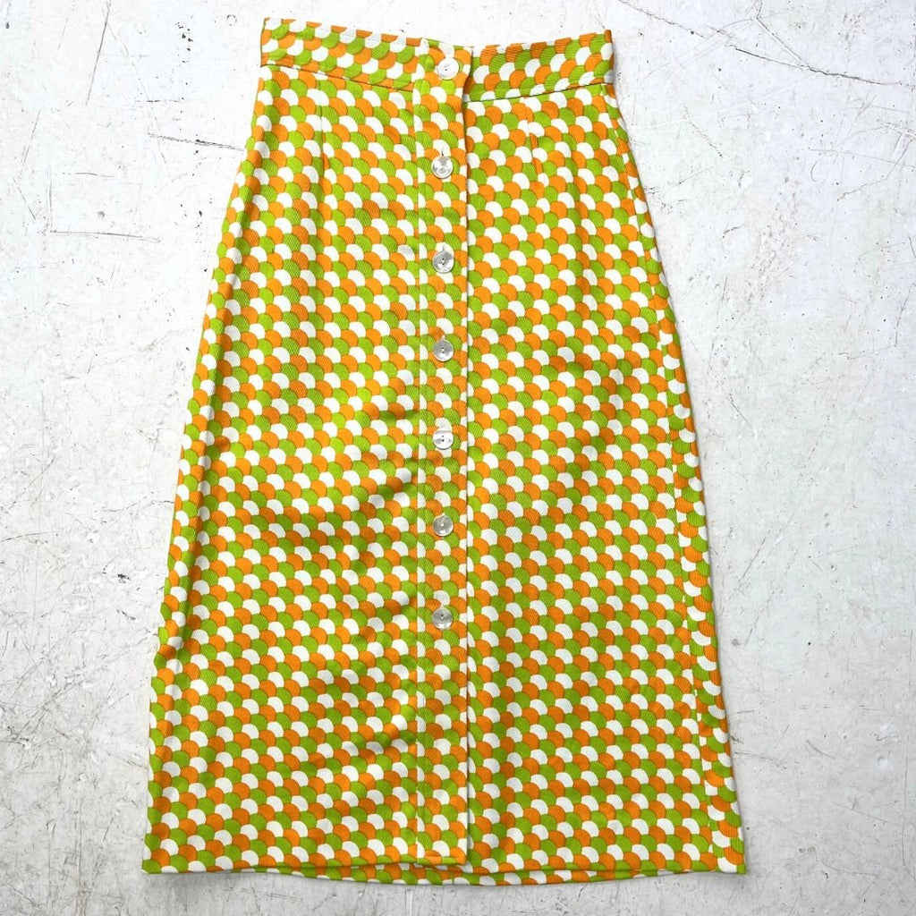 70s Pencil Mother Of Pearl Button Skirt - VintageVera