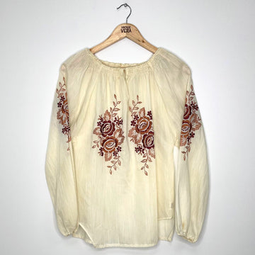 80s Embroidered Smock Blouse - VintageVera