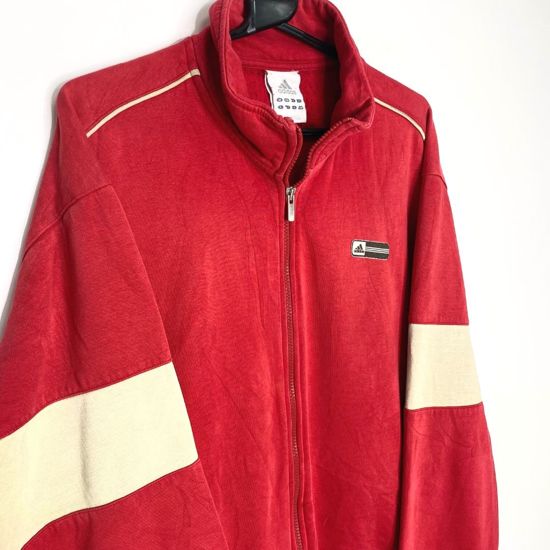 Adidas Red Zip Through Sweatshirt - VintageVera