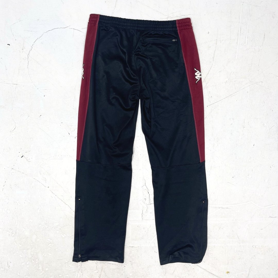 Black & Burgundy Kappa track bottoms - VintageVera