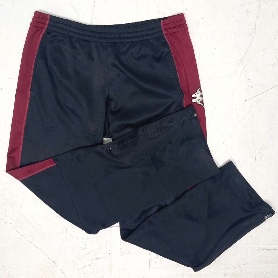 Black & Burgundy Kappa track bottoms - VintageVera