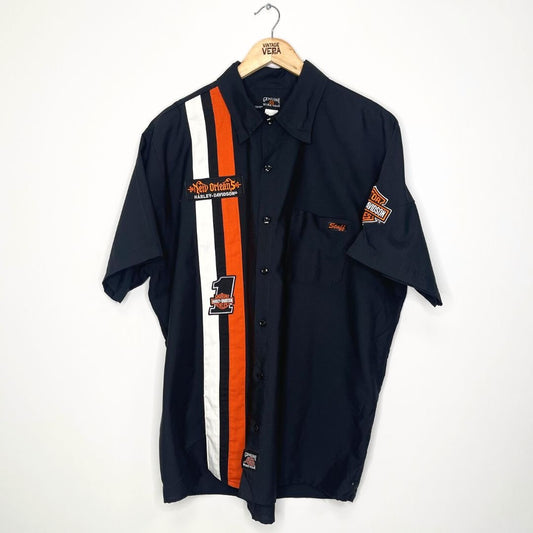 Black Harley Davidson Short Sleeved Shirt - VintageVera