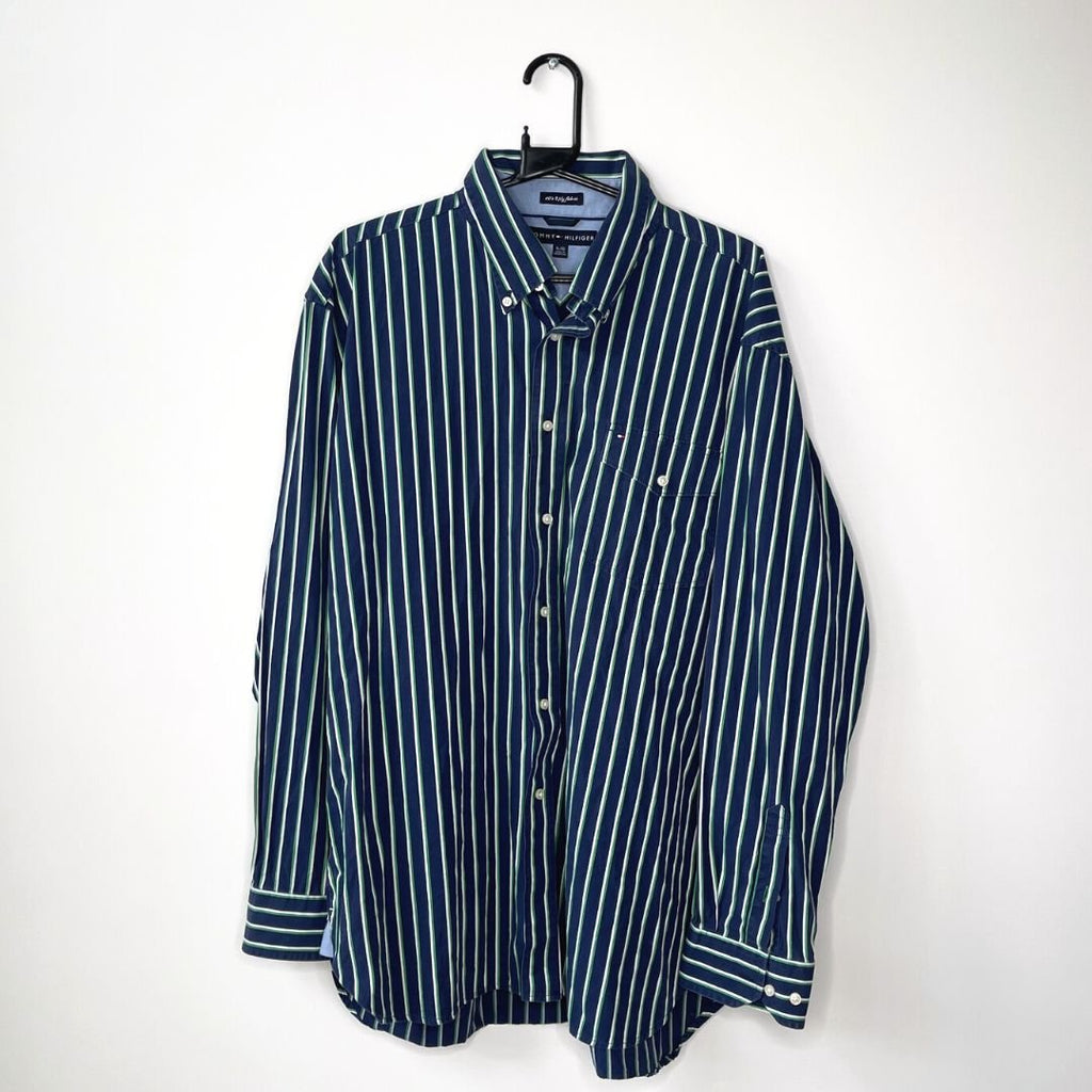 Blue Striped Tommy Hilfiger Shirt - VintageVera