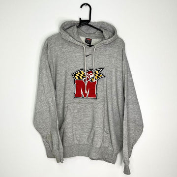 Grey Embroidered Nike Team Centre Swoosh Hoodie - VintageVera