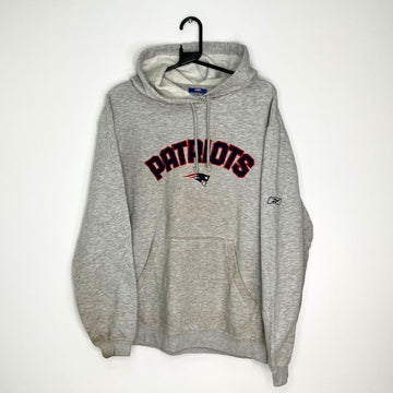 Grey Patriots Reebok Embroidered Hoodie - VintageVera