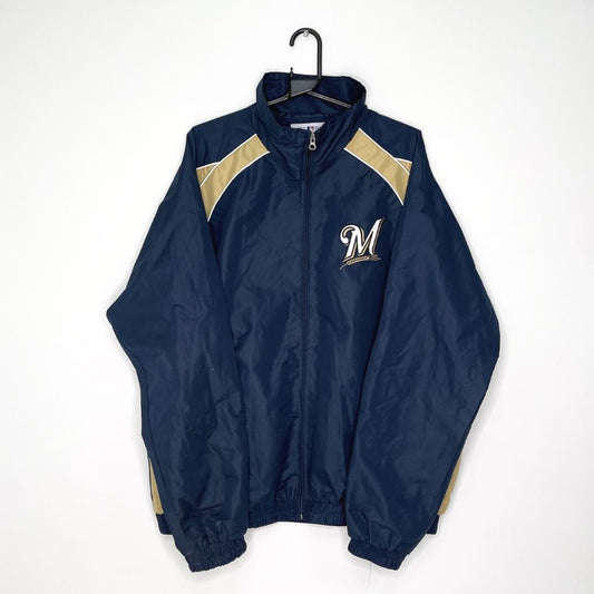 Milwaukee Brewers Baseball Navy and Gold Track Top - VintageVera