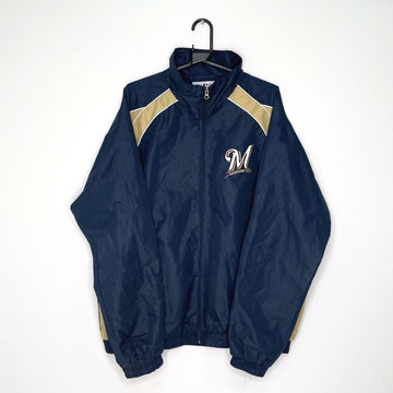Milwaukee Brewers Baseball Navy and Gold Track Top - VintageVera