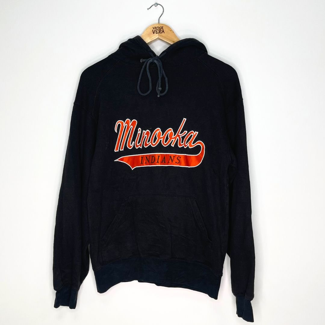 Minoka Indians Black Hoodie - VintageVera