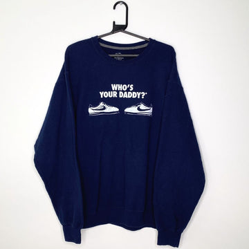Nike 'Who's Your Daddy?' Navy Bootleg Sweatshirt - VintageVera