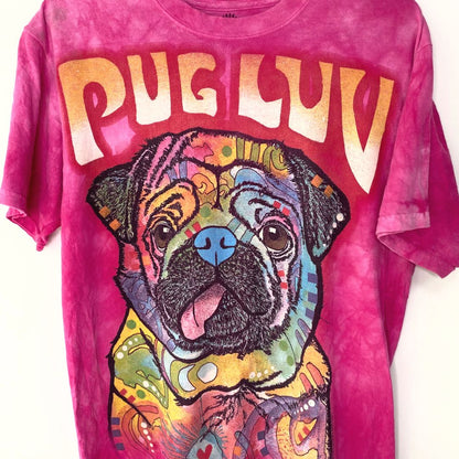 Pink Tie Dye Pug T - VintageVera