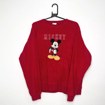 Red Crew Neck Disney Mickey Mouse Sweatshirt - VintageVera